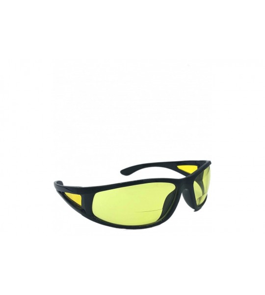 Wrap Bifocal Sports Wrap Around Yellow Lens Night Vision Driving 100% UVA UVB for Men or Women - Black - CM18ZWNK6XX $24.43