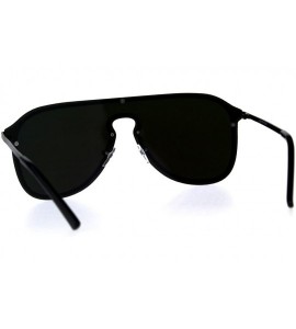 Oversized Mens Color Mirror Oversize Rimless Metal Trim Shield Racer Sunglasses - Black Fuchsia - CS18CGNMXDZ $26.68