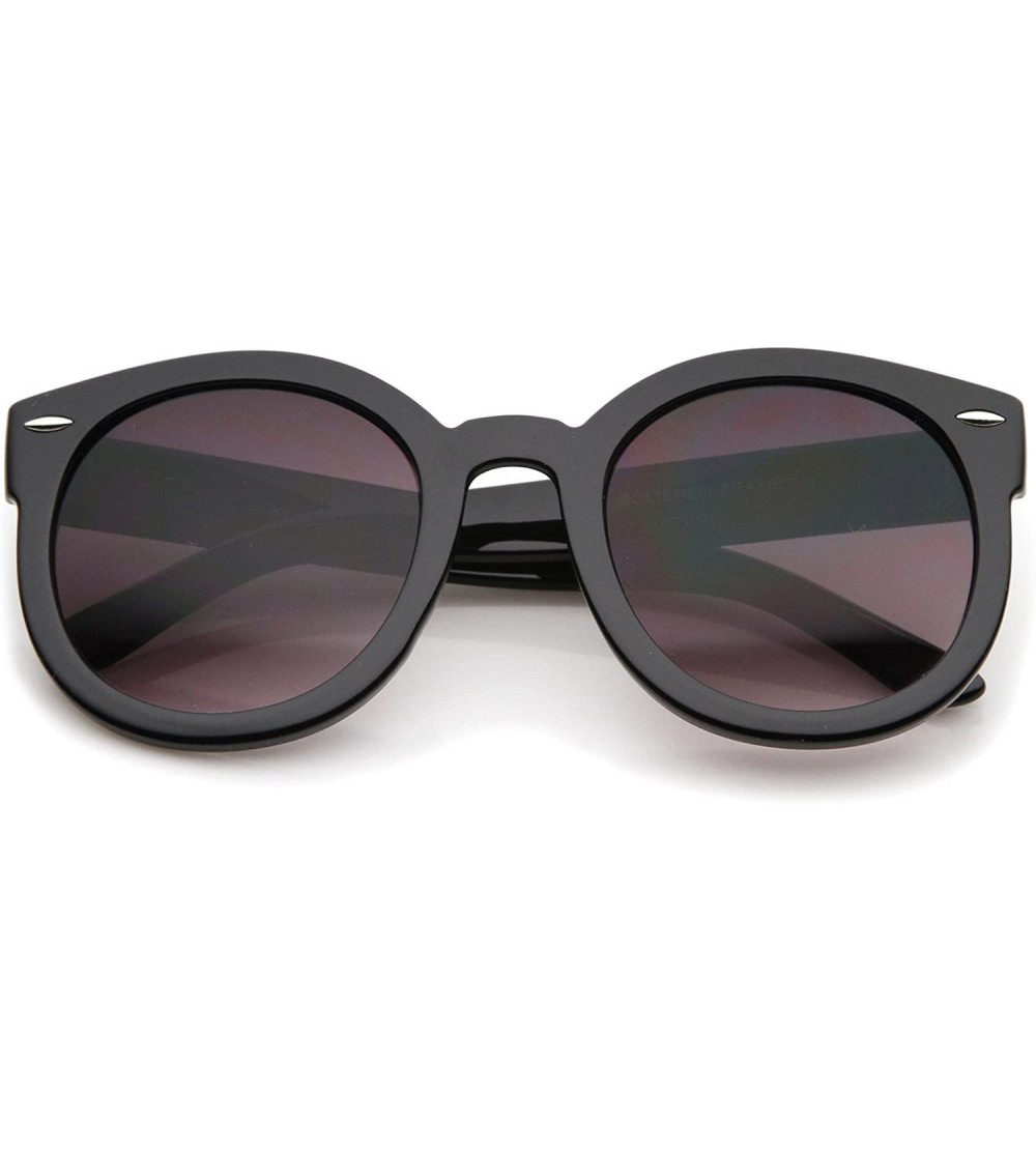 Round Women's Retro Oversize Horn Rimmed P3 Round Sunglasses 52mm - Black / Lavender - C512N2ZY7VJ $19.48
