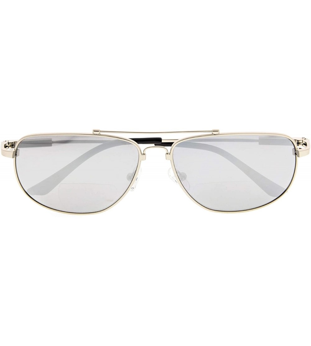 Wayfarer Memory Bifocal Sunglasses Flexible SUNSHINE READERS For Men And Women - Silver-mirror - CV18N9QUY7H $23.89