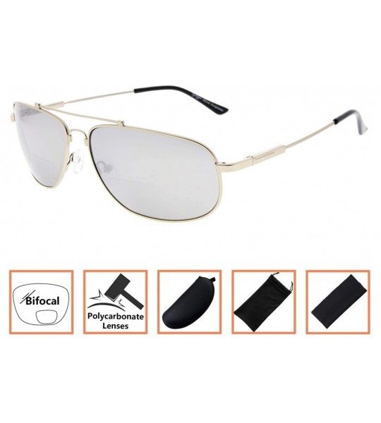 Wayfarer Memory Bifocal Sunglasses Flexible SUNSHINE READERS For Men And Women - Silver-mirror - CV18N9QUY7H $23.89