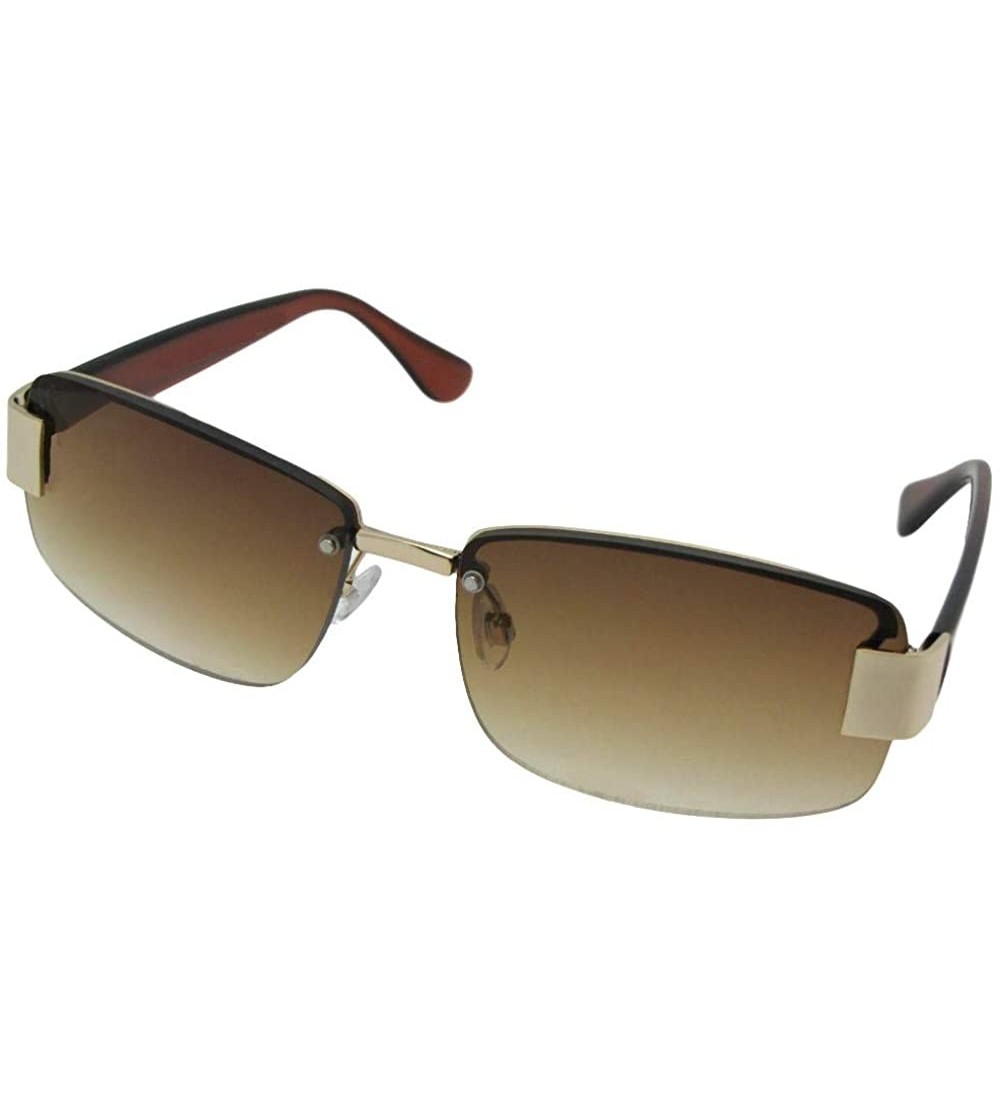 Semi-rimless Fashion Full Reader Reading Sunglasses R43 - Gold Frame-brown Lenses - CO192AG2IQU $29.20