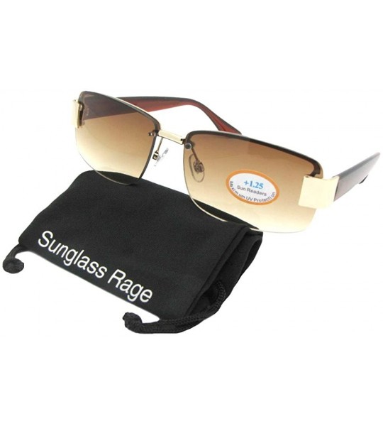 Semi-rimless Fashion Full Reader Reading Sunglasses R43 - Gold Frame-brown Lenses - CO192AG2IQU $29.20