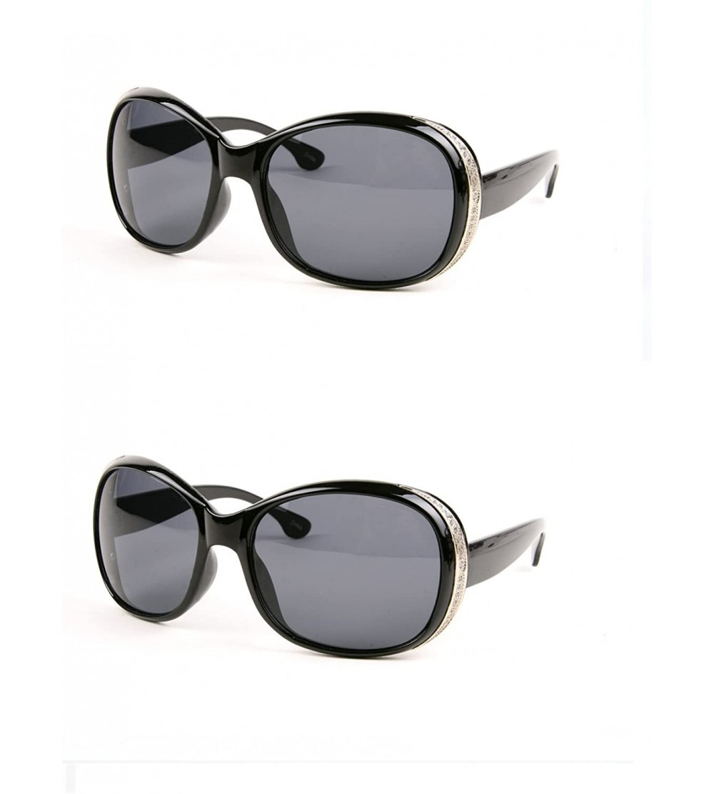 Round Women Designer Round Sunglasses P3013 - 2 Pcs Black/Smoke Lens & Black/Smoke Lens - CQ11AHKXGW3 $49.95