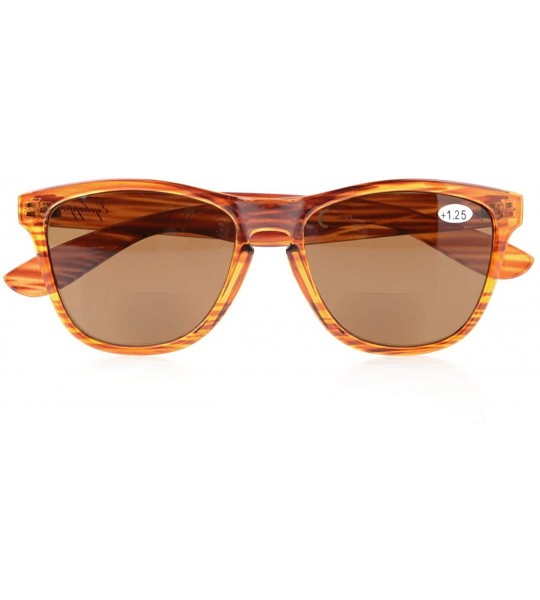 Round Womens Stylish Look Quality Key-Hole Style Bifocal Sunglassess - Brown Stripe - C4180RMAIQO $17.05