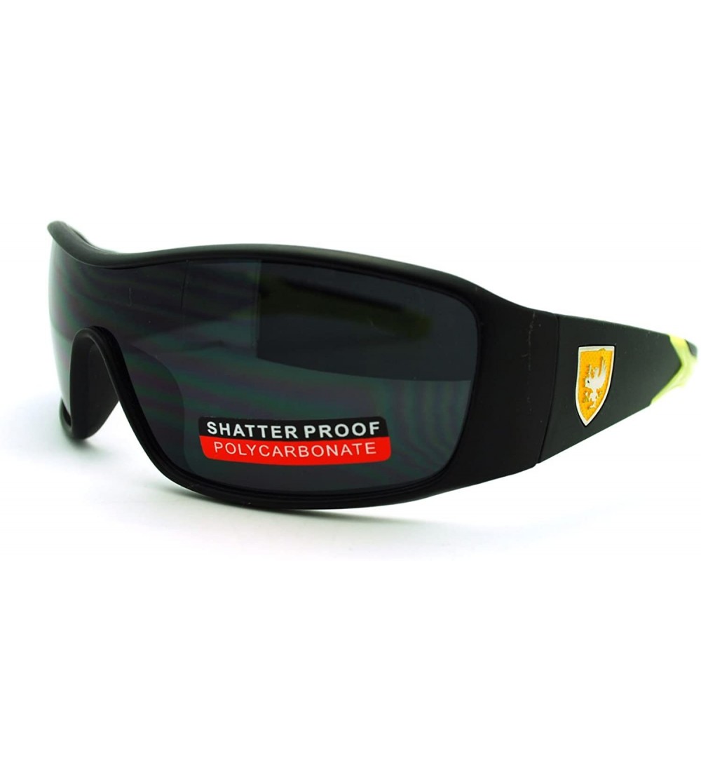 Rectangular Men's Lite Weight Sports Sunglasses Oval Rectangular Wrap - Black Neon Green - CQ11N870H9X $18.29