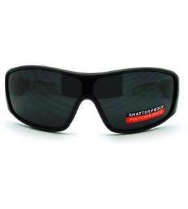 Rectangular Men's Lite Weight Sports Sunglasses Oval Rectangular Wrap - Black Neon Green - CQ11N870H9X $18.29