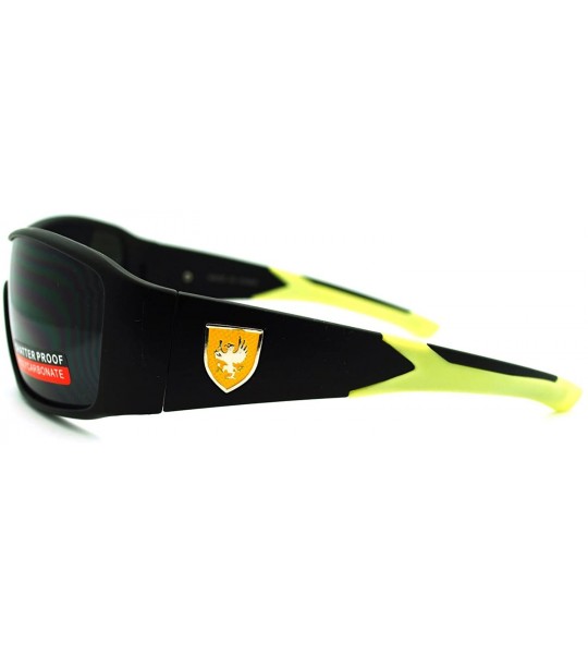 Rectangular Men's Lite Weight Sports Sunglasses Oval Rectangular Wrap - Black Neon Green - CQ11N870H9X $18.29