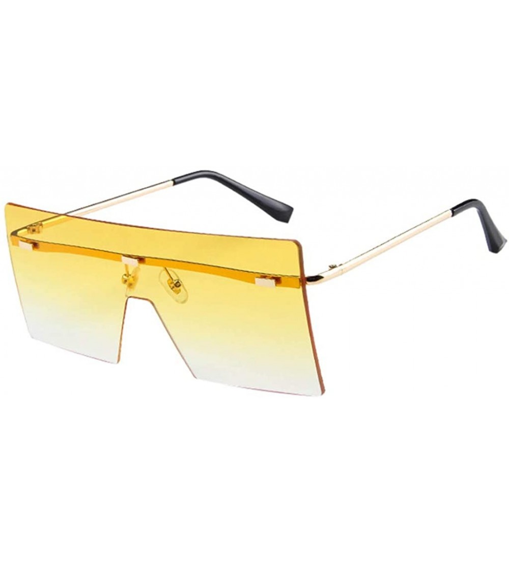 Oversized Big Square Rimless Sunglasses Women Men Vintage Metal Oversized Shades Eyewear - Yellow - CY1905AXG49 $21.85