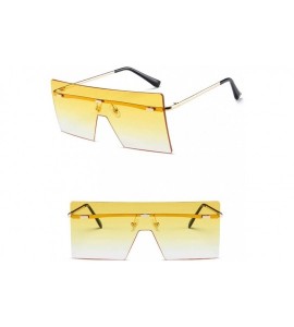 Oversized Big Square Rimless Sunglasses Women Men Vintage Metal Oversized Shades Eyewear - Yellow - CY1905AXG49 $21.85