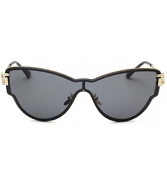 Aviator One-piece bright color film mirror Reflective sunglasses Women's sunglasses - Black Color - CK18G6RG8L5 $57.02