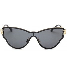 Aviator One-piece bright color film mirror Reflective sunglasses Women's sunglasses - Black Color - CK18G6RG8L5 $57.02