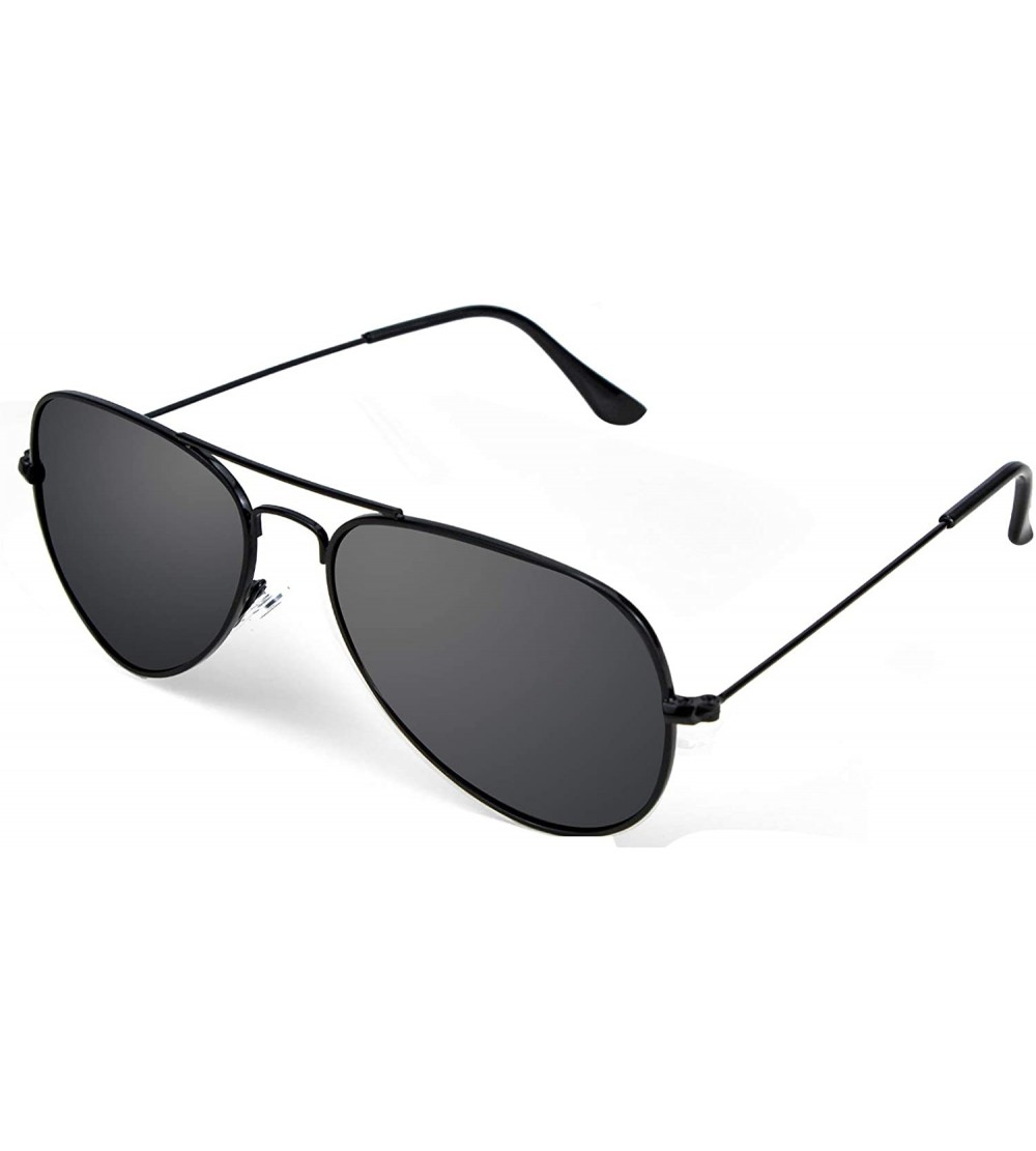 Aviator Sunglasses for Men Women Aviator Polarized Metal Mirror UV 400 Lens Protection - Black Grey - C418Y9897IQ $17.70