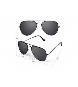 Aviator Sunglasses for Men Women Aviator Polarized Metal Mirror UV 400 Lens Protection - Black Grey - C418Y9897IQ $17.70