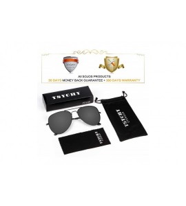 Aviator Sunglasses for Men Women Aviator Polarized Metal Mirror UV 400 Lens Protection - Black Grey - C418Y9897IQ $17.70