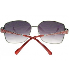 Oversized Womens Chic Square Metal Rectangular Oversize Fashion Sunglasses - Gunmetal Red - CR11YWUZ07T $18.03