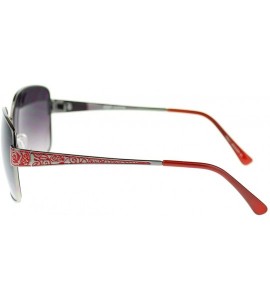 Oversized Womens Chic Square Metal Rectangular Oversize Fashion Sunglasses - Gunmetal Red - CR11YWUZ07T $18.03