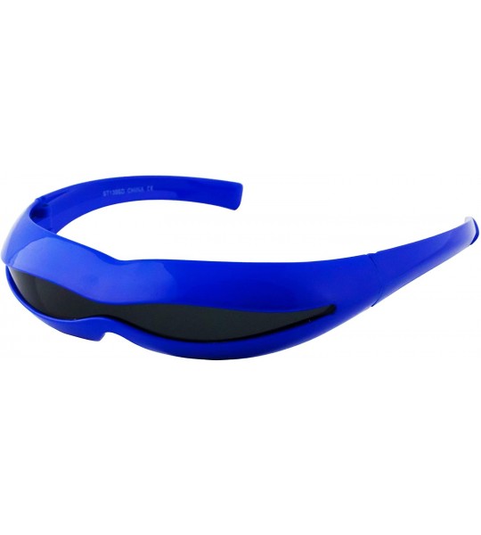 Oval Futuristic Space Robot Alien Rave DJ Costume Party Cyclops Shield Sun Glasses for Women & Men - Blue - Black - CO18U3646...