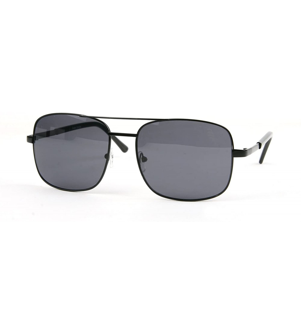 Square Classic Square Aviator Sunglasses P486 - Black-smoke Lens - CC11W4R5TOL $17.70