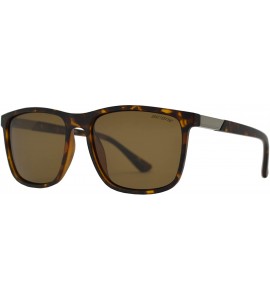 Rectangular Mens Polarized Sports Rectangular Sunglasses UV Protection Anti Glare - Matte Tortoise + Brown - CM195CO9AYT $26.19