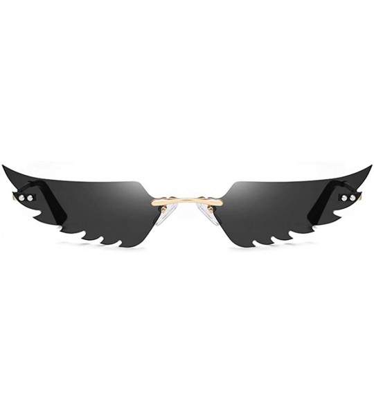 Rimless Rimless Sunglasses Vintage Fashion Eyeglasses - Black - C1198KH9UC2 $26.31