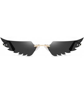 Rimless Rimless Sunglasses Vintage Fashion Eyeglasses - Black - C1198KH9UC2 $26.31