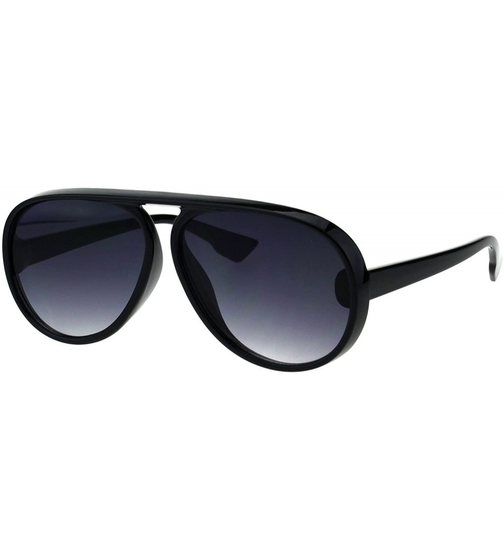 Aviator Vintage Retro Fashion Sunglasses Unisex Round Racer Aviator UV 400 - Black (Smoke) - C218GAUYYEZ $20.04