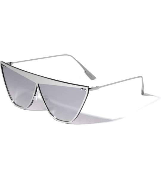 Shield Branson Sharp Cat Eye Shield Sunglasses - Silver - CA196LEKWI5 $25.69