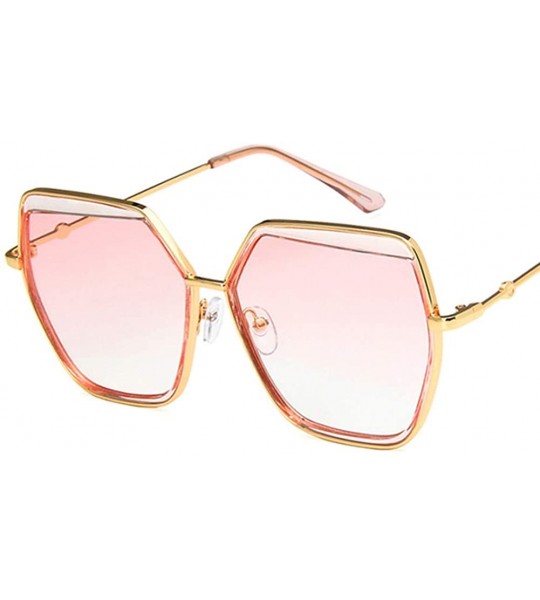 Square Unisex Sunglasses Fashion Gold Grey Drive Holiday Polygon Non-Polarized UV400 - Gold Pink - C118RLU77KI $18.80