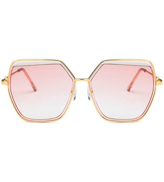 Square Unisex Sunglasses Fashion Gold Grey Drive Holiday Polygon Non-Polarized UV400 - Gold Pink - C118RLU77KI $18.80