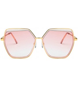 Square Unisex Sunglasses Fashion Gold Grey Drive Holiday Polygon Non-Polarized UV400 - Gold Pink - C118RLU77KI $18.80