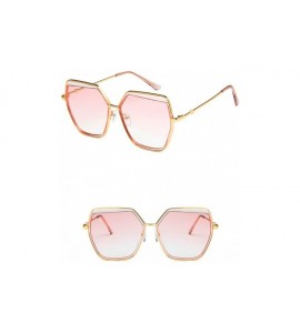 Square Unisex Sunglasses Fashion Gold Grey Drive Holiday Polygon Non-Polarized UV400 - Gold Pink - C118RLU77KI $18.80