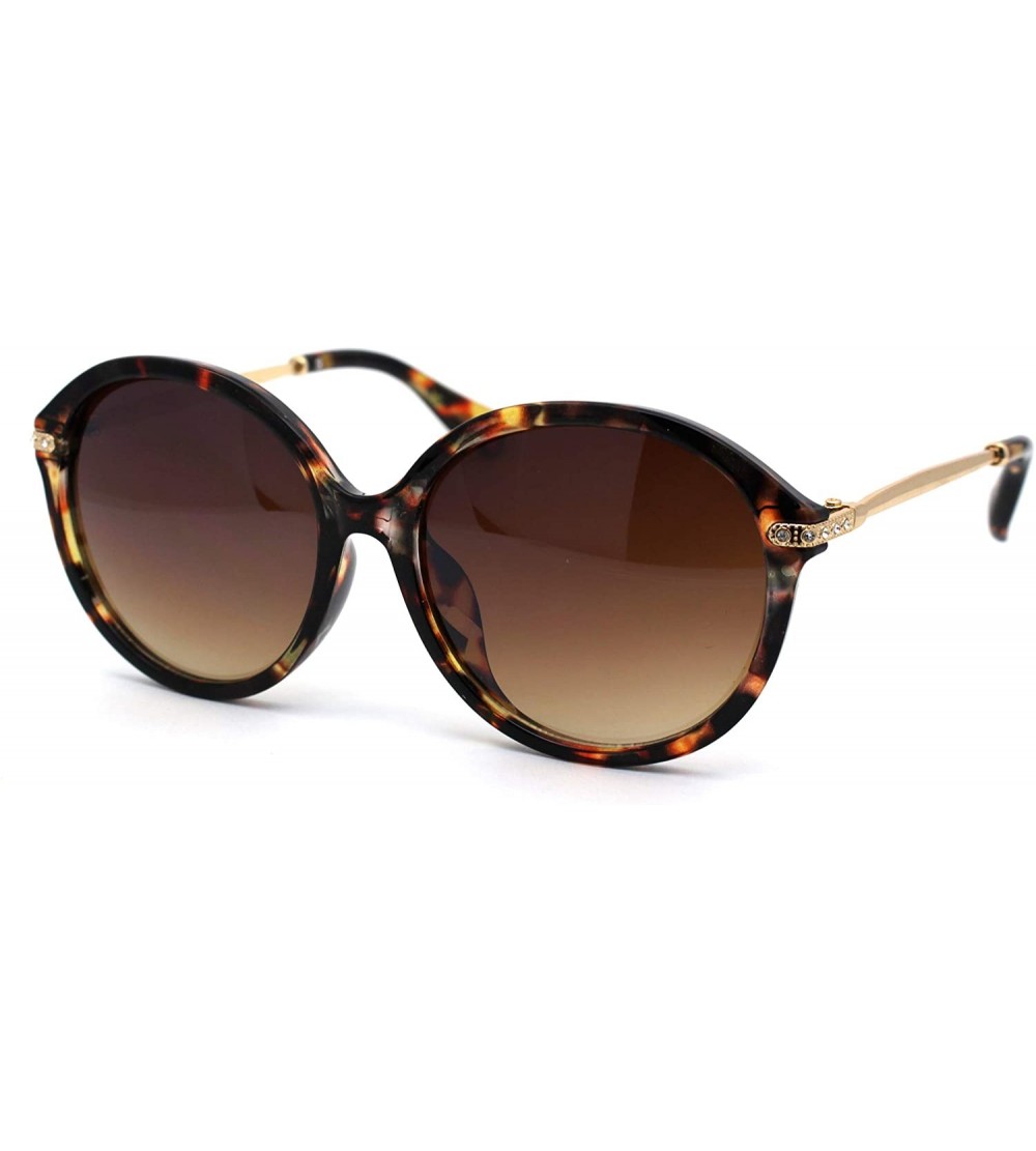 Butterfly Womens Sparkle Rhinestone Hinge Round Butterfly Fashion Sunglasses - Tortoise Brown - C2194MC003Q $24.18