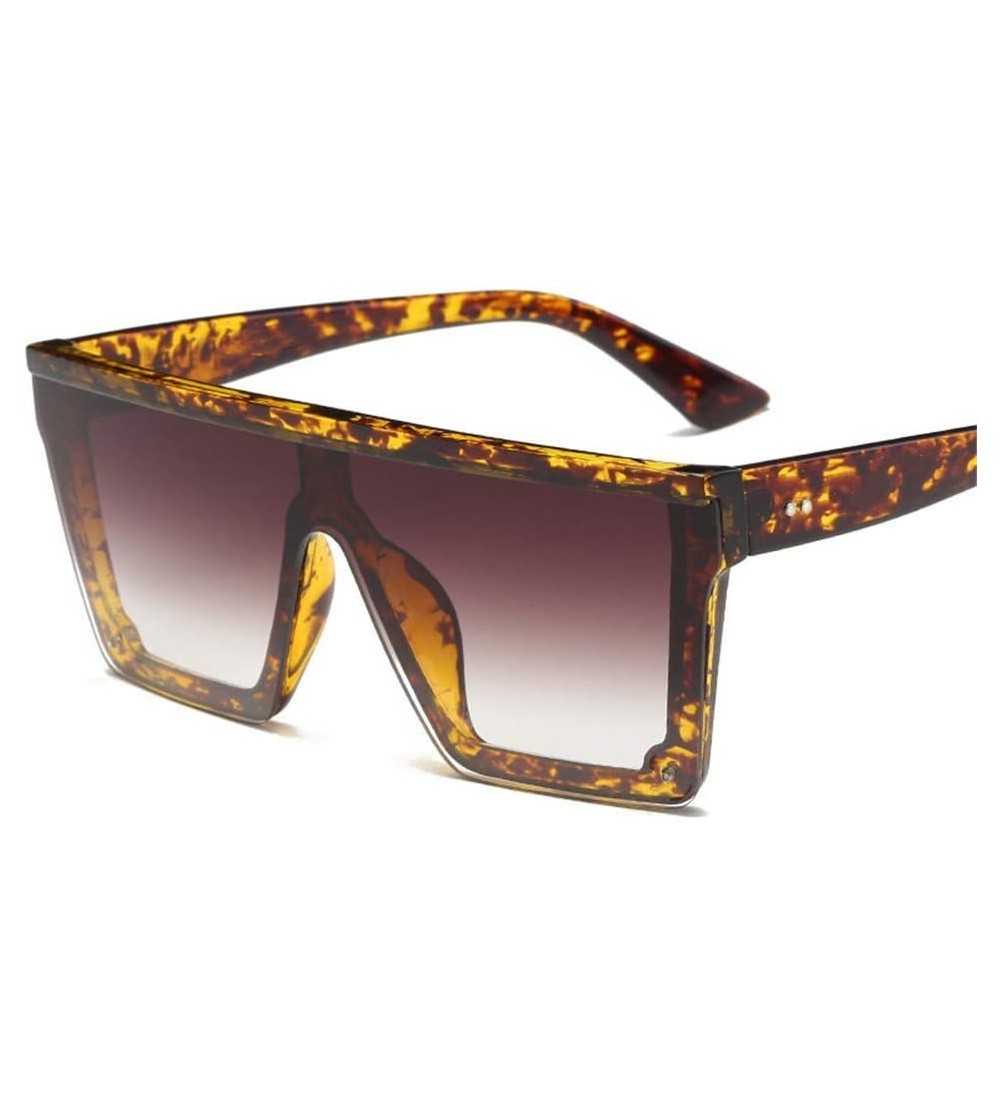 Square Oversized Square Sunglasses Men Women Flat Top Fashion One Piece Lens Sun Glasses for Women Brand Shades Mirror - CT18...