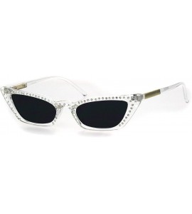 Cat Eye Womens Rhinestone Icedout Narrow Goth Cat Eye Plastic Sunglasses - Clear Black - C718HK7EYA2 $23.89