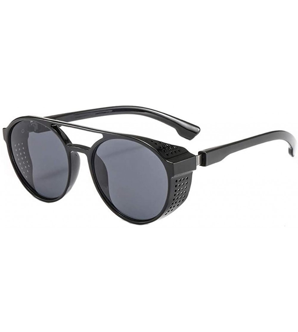 Round Vintage Sunglasses- Fashion Irregular Shape Glasses Retro Style Unisex - Black - CE18RIZH3AC $16.04