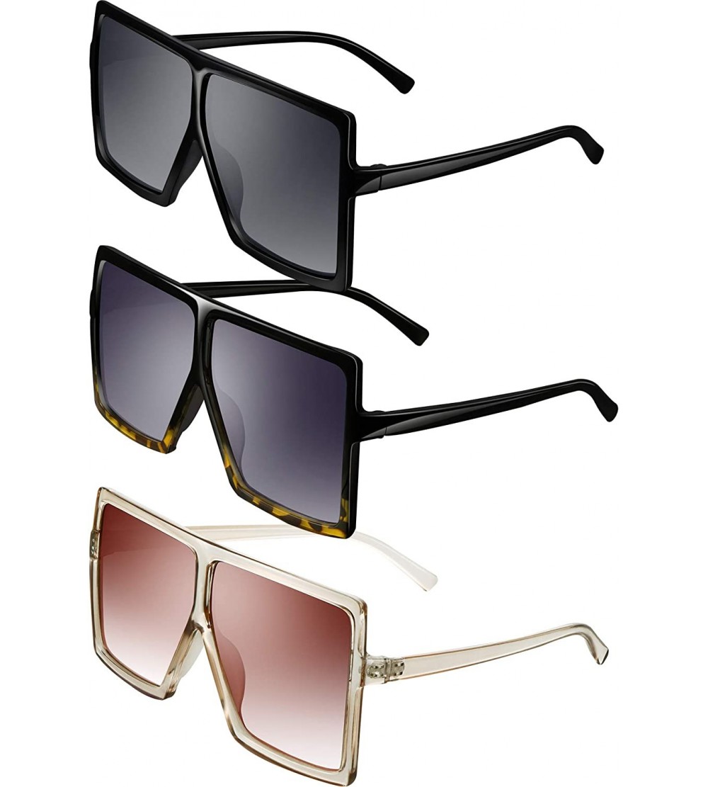 Shield Pieces Oversized Square Sunglasses Fashion - CI18Y44R4SN $25.97