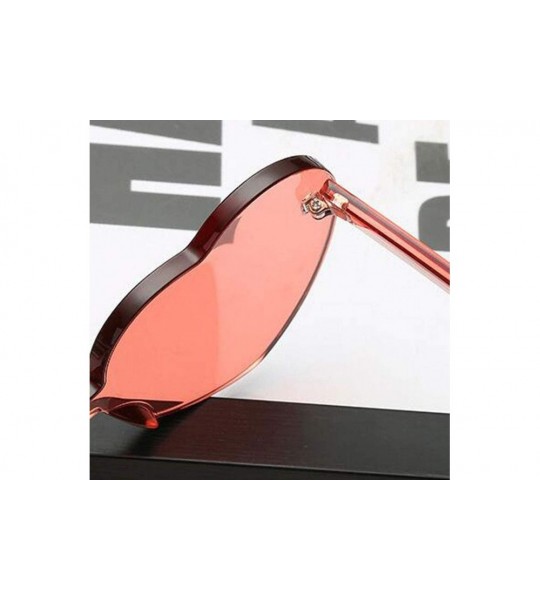 Rimless Heart Shape Rimless Sunglasses Candy Color Frameless Glasses Love Eyewear - Brown - C419073IT6G $16.25