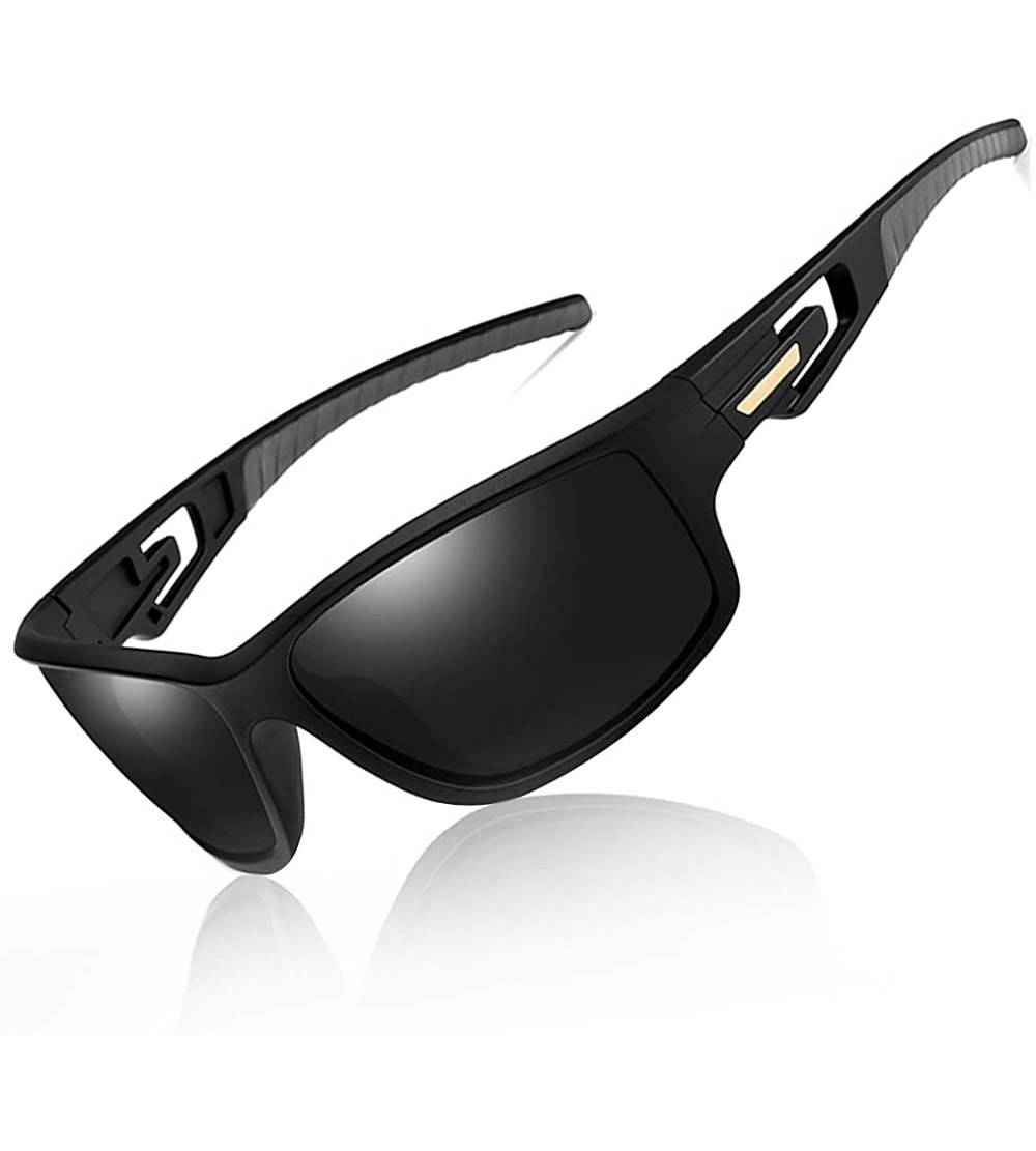 Goggle Classic Sturdy Polarized Cycling Sunglasses for Men P201910 - Black - C718IWSINIT $18.77