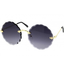 Round Womens Round Circle Sunglasses Rimless Wave Cut Fashion Shades UV 400 - Gold (Smoke) - C718Z8SSU7S $21.40