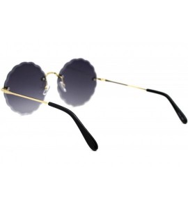 Round Womens Round Circle Sunglasses Rimless Wave Cut Fashion Shades UV 400 - Gold (Smoke) - C718Z8SSU7S $21.40