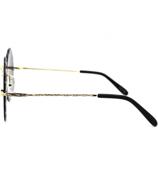 Round Womens Round Circle Sunglasses Rimless Wave Cut Fashion Shades UV 400 - Gold (Smoke) - C718Z8SSU7S $21.40