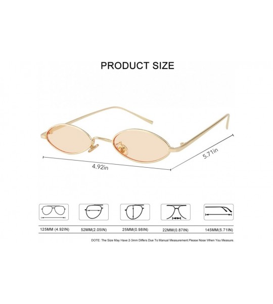 Aviator Vintage Oval Sunglasses Small Metal Frames Designer Gothic Glasses - Gold-brown - C318L0HGGEC $23.23