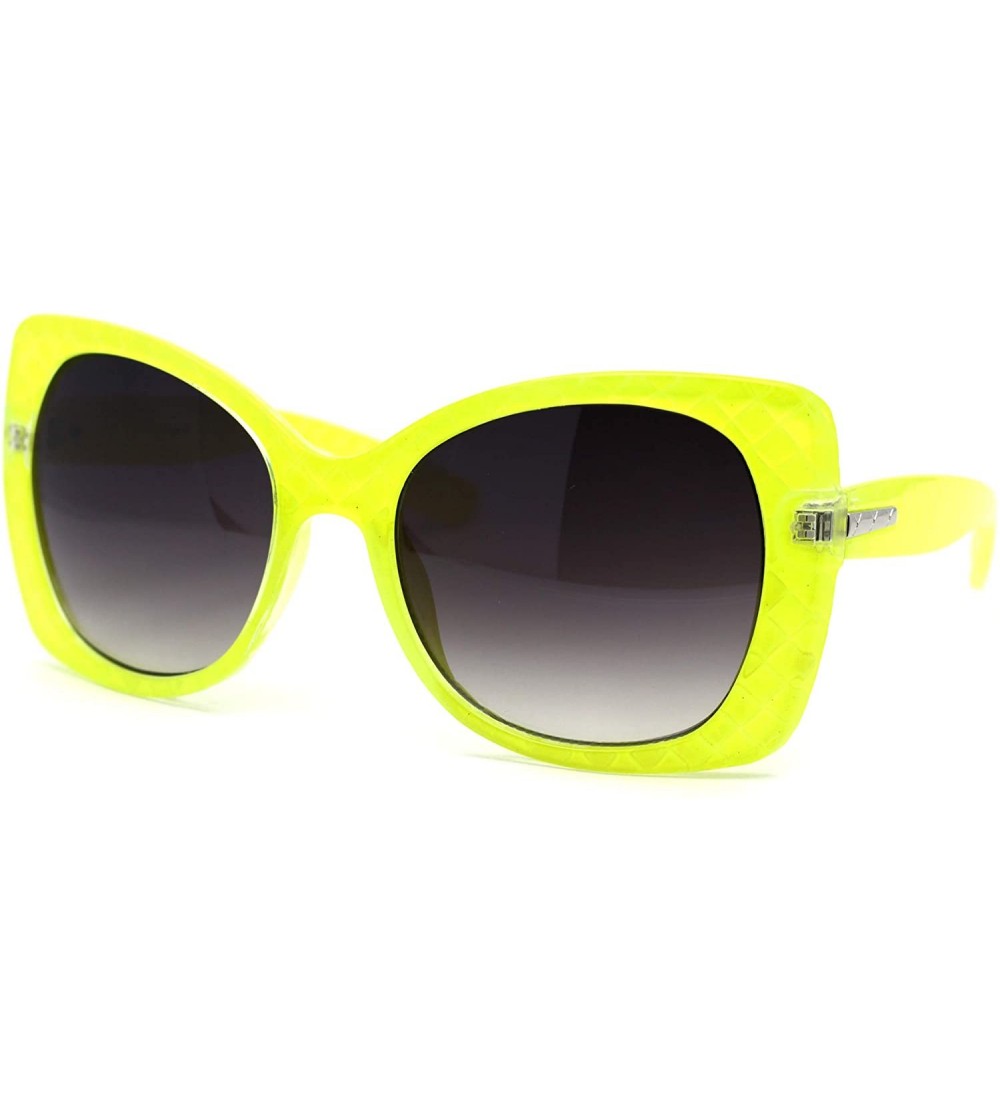 Butterfly Womens Diva Thick Plastic Butterfly Designer Fashion Sunglasses - Yellow - C212NDXVOXT $19.25