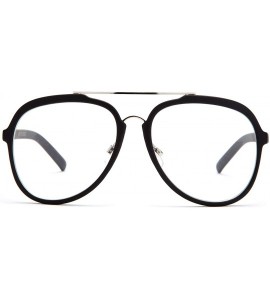 Oversized Oversized Round Metal and Plastic Frame Designer Inspired Clear Lens Glasses - Matte Black - CS11OK87GLB $19.11