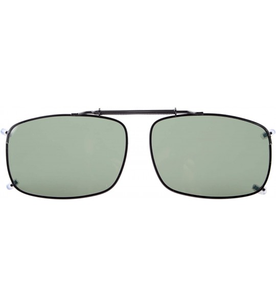 Rectangular Metal Frame Rim Polarized Lens Clip On Sunglasses 5437MM - C60-green - CX12K8PQG2T $28.25