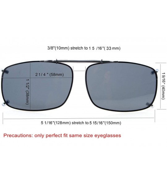 Rectangular Metal Frame Rim Polarized Lens Clip On Sunglasses 5437MM - C60-green - CX12K8PQG2T $28.25