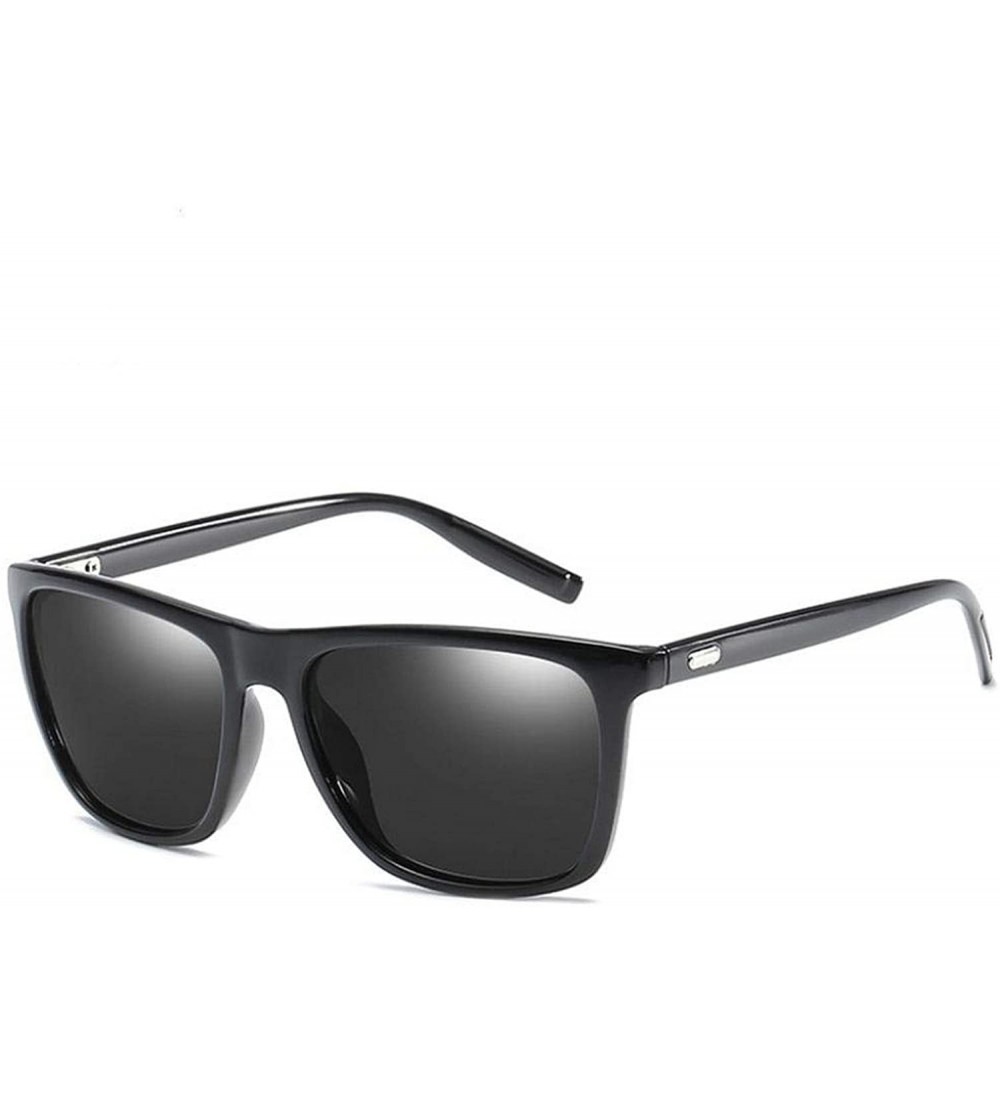 Oversized Polarized Mens Sunglasses Driving Sun Glasses Brand Design - Bright Black - CY1985C0860 $34.10