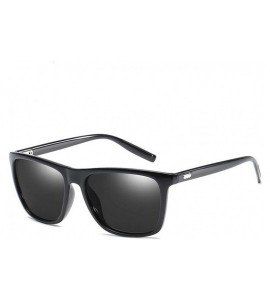 Oversized Polarized Mens Sunglasses Driving Sun Glasses Brand Design - Bright Black - CY1985C0860 $34.10