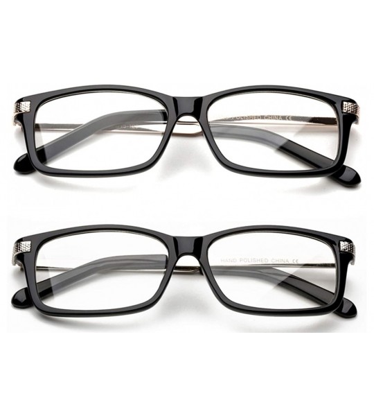 Square Newbee Fashion"Vida" Fashion Clear Lens Glasse Square Frame Men Women - 2 Pack Black/Gold & Black/Silver - C8188W679RL...